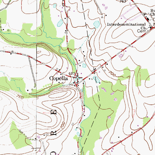 Topographic Map of Copella, PA