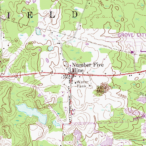 Topographic Map of Number Five Mine, PA
