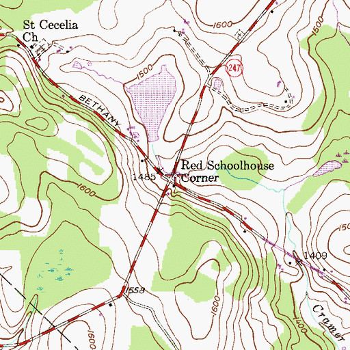 Topographic Map of Red Schoolhouse Corner, PA