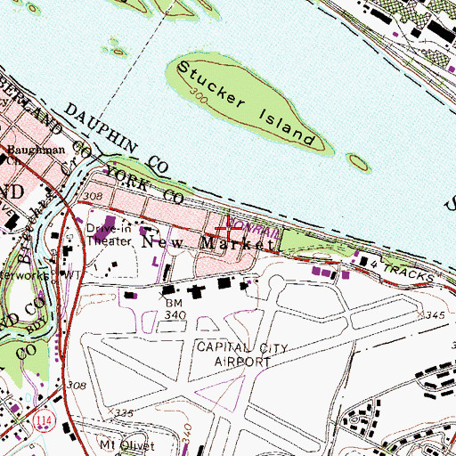 Topographic Map of New Market, PA