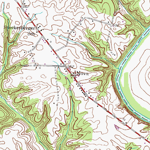 Topographic Map of Nova, PA