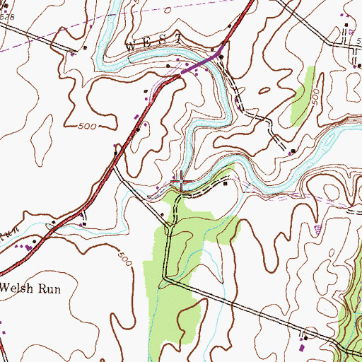 Topographic Map of Welsh Run, PA
