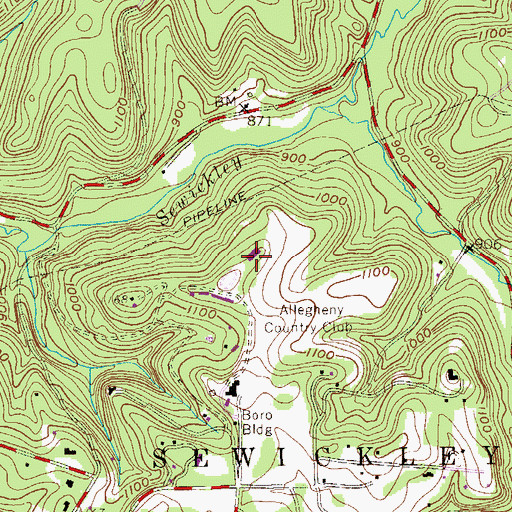 Topographic Map of Allegheny Country Club, PA