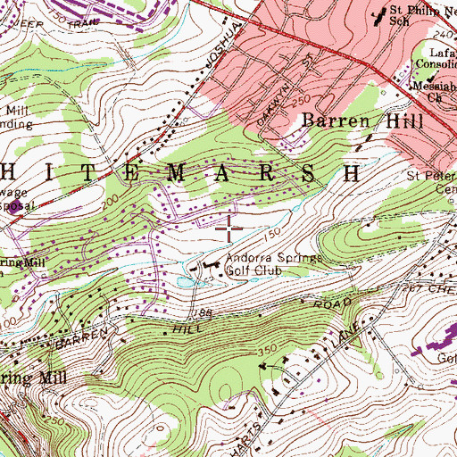 Topographic Map of Andorra Springs Golf Club, PA