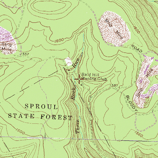 Topographic Map of Bald Hill Hunting Club, PA