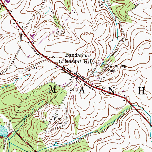 Topographic Map of Bandanna, PA