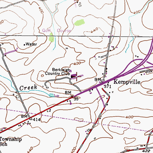 Topographic Map of Berkleigh Country Club, PA