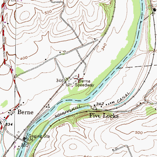 Topographic Map of Berne Speedway, PA