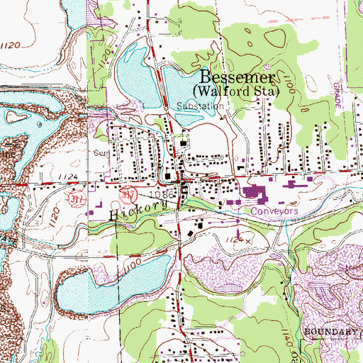 Topographic Map of Bessemer, PA