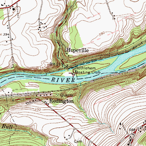 Topographic Map of Bethlehem Boating Club, PA