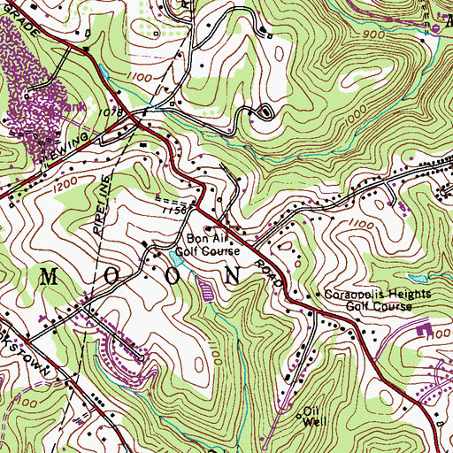 Topographic Map of Bon Air Golf Course, PA
