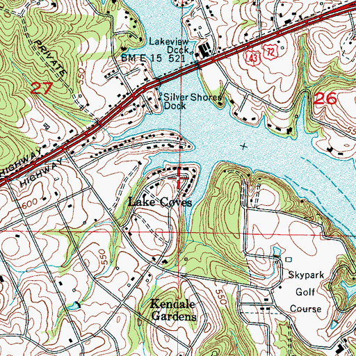 Topographic Map of Lake Coves, AL