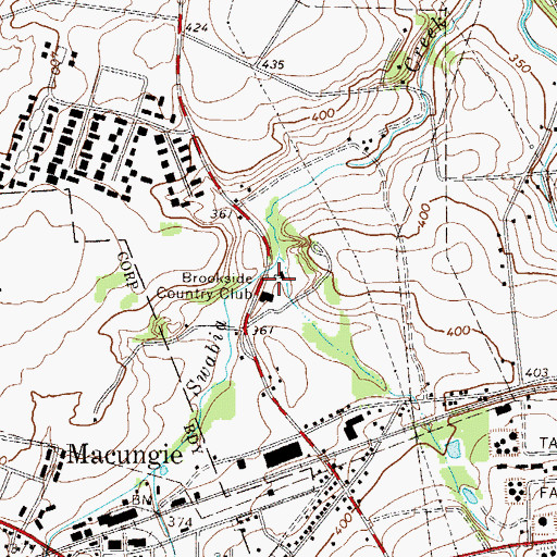 Topographic Map of Brookside Country Club, PA