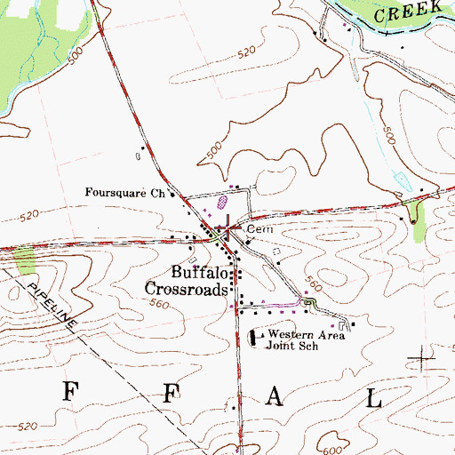 Topographic Map of Buffalo Crossroads, PA
