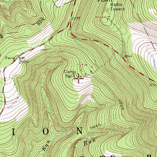 Topographic Map of Camp Number 1, PA