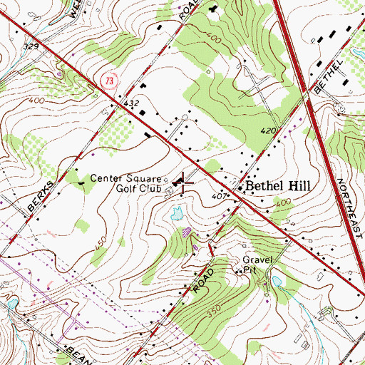 Topographic Map of Center Square Golf Club, PA