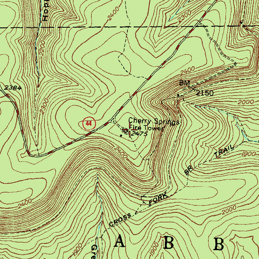 Topographic Map of Cherry Springs Fire Tower, PA