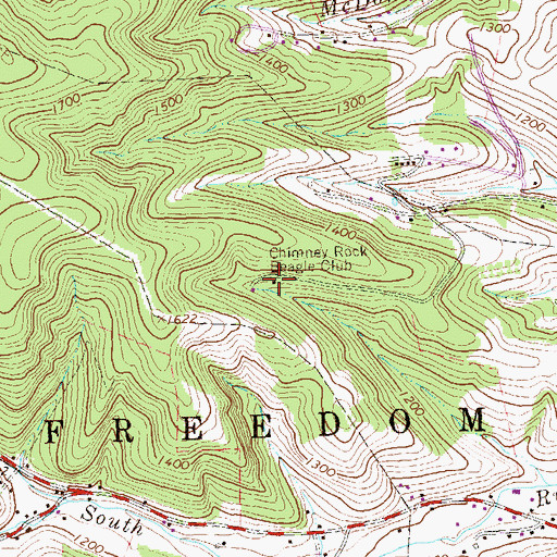Topographic Map of Chimney Rock Beagle Club, PA