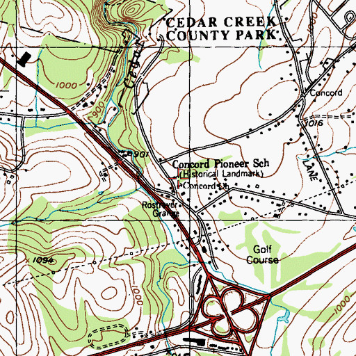 Topographic Map of Concord Pioneer School (historical), PA