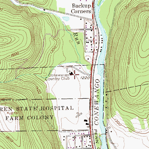 Topographic Map of Conewango Country Club, PA