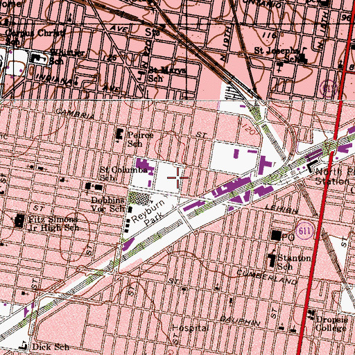 Topographic Map of Connie Mack Stadium (historical), PA