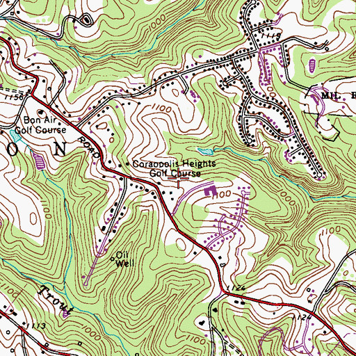 Topographic Map of Coraopolis Heights Golf Course, PA