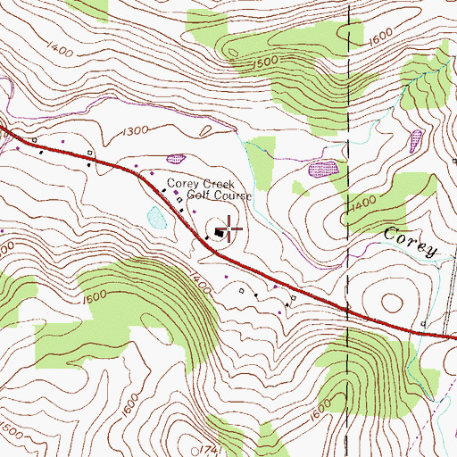 Topographic Map of Corey Creek Golf Course, PA