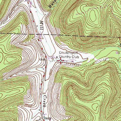 Topographic Map of Coudersport Country Club, PA