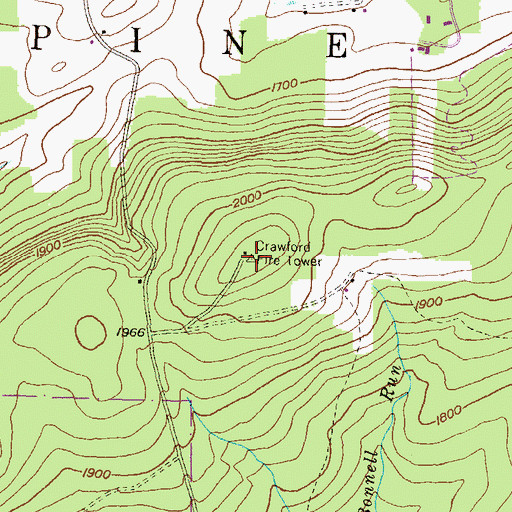 Topographic Map of Crawford Fire Tower, PA