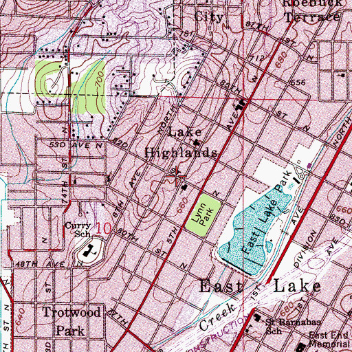 Topographic Map of Lake Highlands, AL