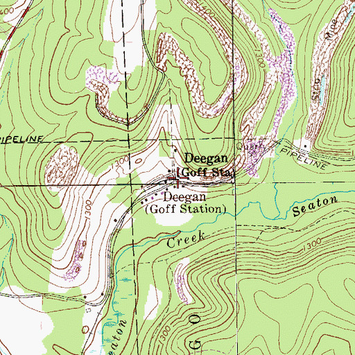 Topographic Map of Deegan, PA