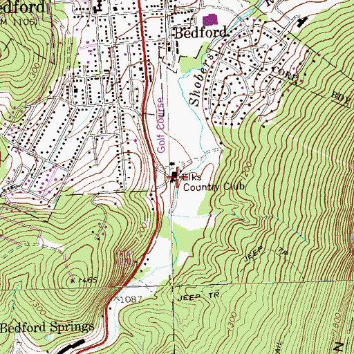 Topographic Map of Elks Country Club, PA