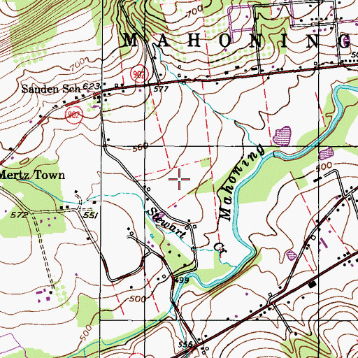 Topographic Map of Evergreens Golf Course, PA