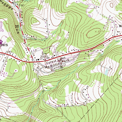 Topographic Map of Forest Lawn Memorial Park, PA