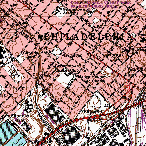 Topographic Map of Germantown Cricket Club, PA