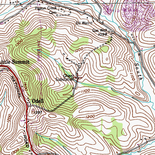 Topographic Map of Ghent Substation, PA