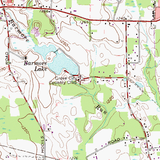 Topographic Map of Grove City Country Club, PA