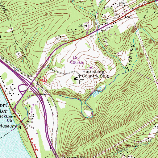 Topographic Map of Harrisburg Country Club, PA