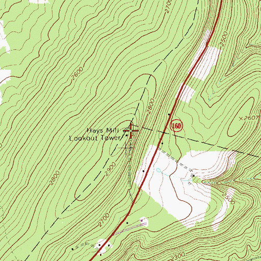 Topographic Map of Hays Mill Lookout Tower, PA