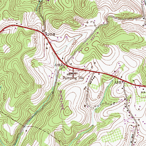 Topographic Map of Hill Pumping Station, PA