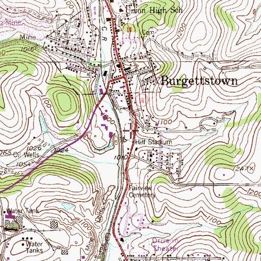 Topographic Map of Hill Stadium, PA