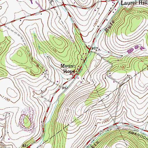 Topographic Map of Mount Hope, PA