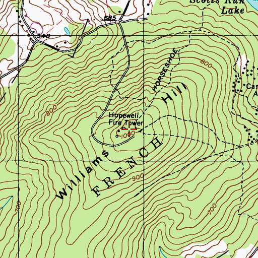 Topographic Map of Hopewell Fire Tower, PA