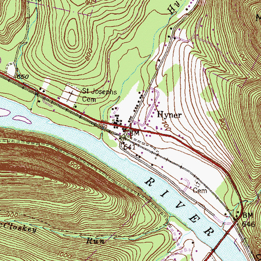 Topographic Map of Hyner Landing Field (historical), PA