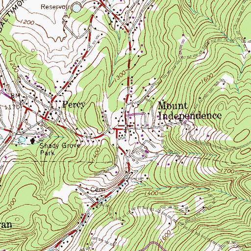 Topographic Map of Mount Independence, PA