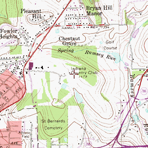 Topographic Map of Indiana Country Club, PA