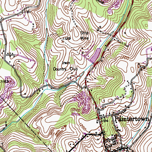 Topographic Map of Irwin Country Club, PA