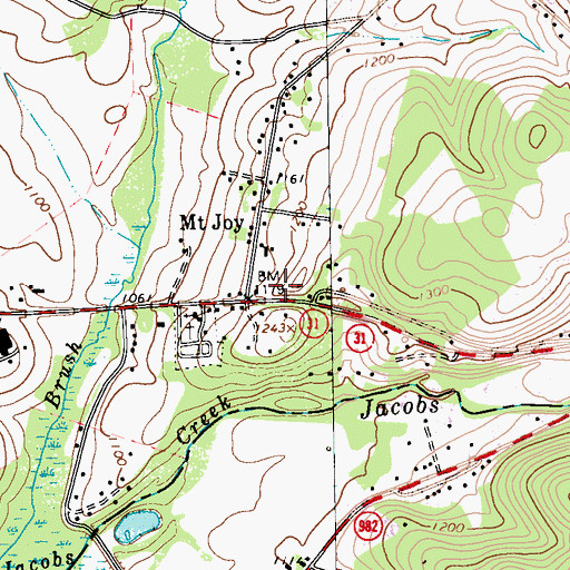 Topographic Map of Mount Joy, PA