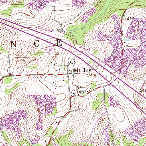 Topographic Map of Mount Joy, PA