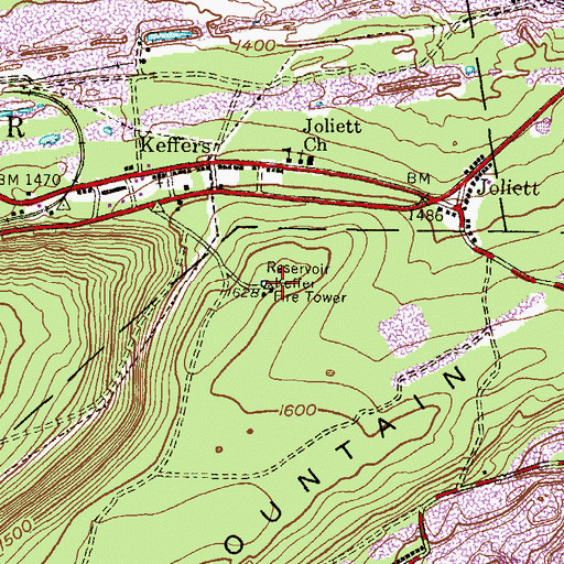 Topographic Map of Keffer Fire Tower, PA